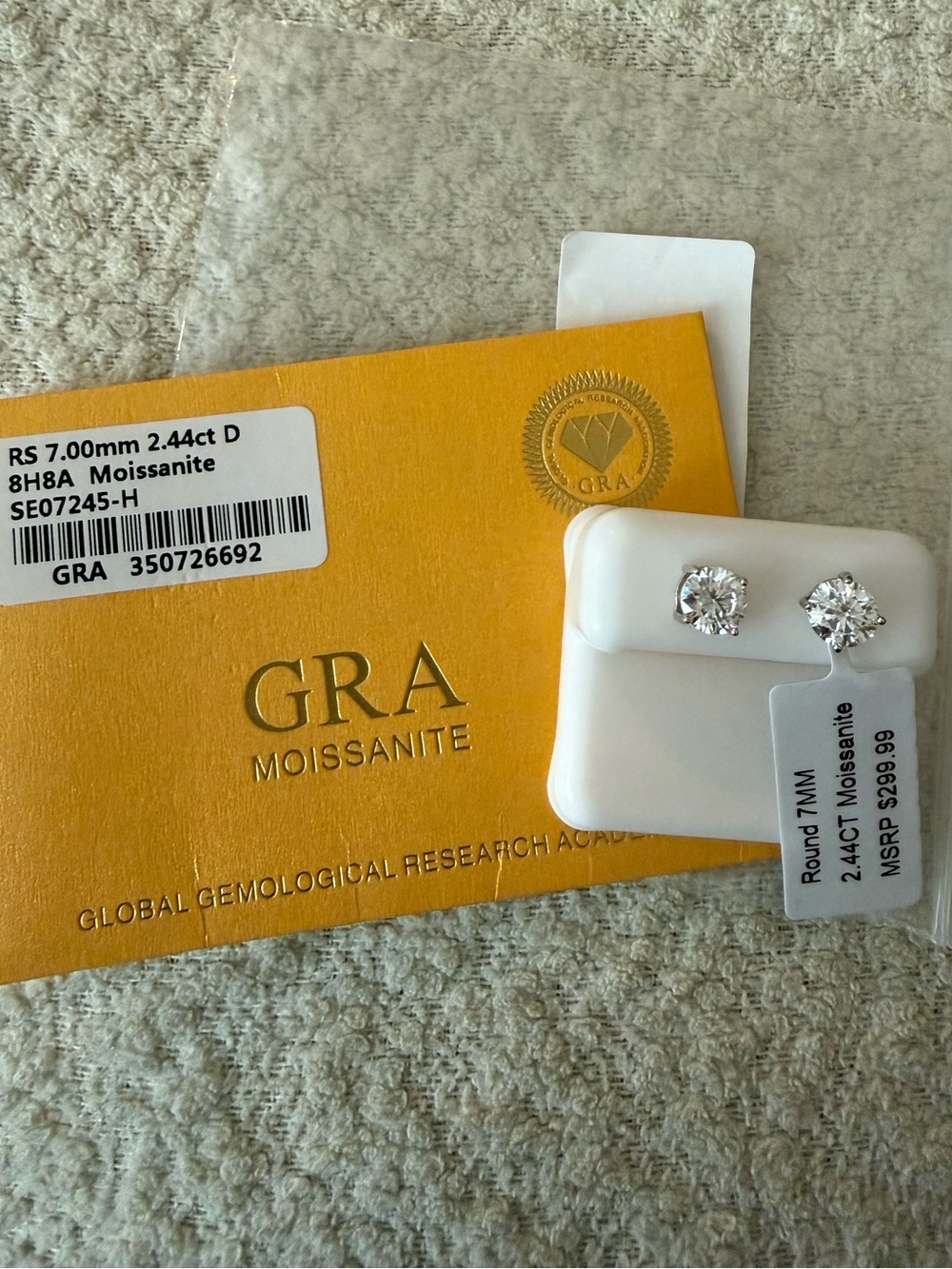 🆕 925 Sterling Silver 7mm Round 2.44ct Moissanite Diamond Stud Earrings with GRA